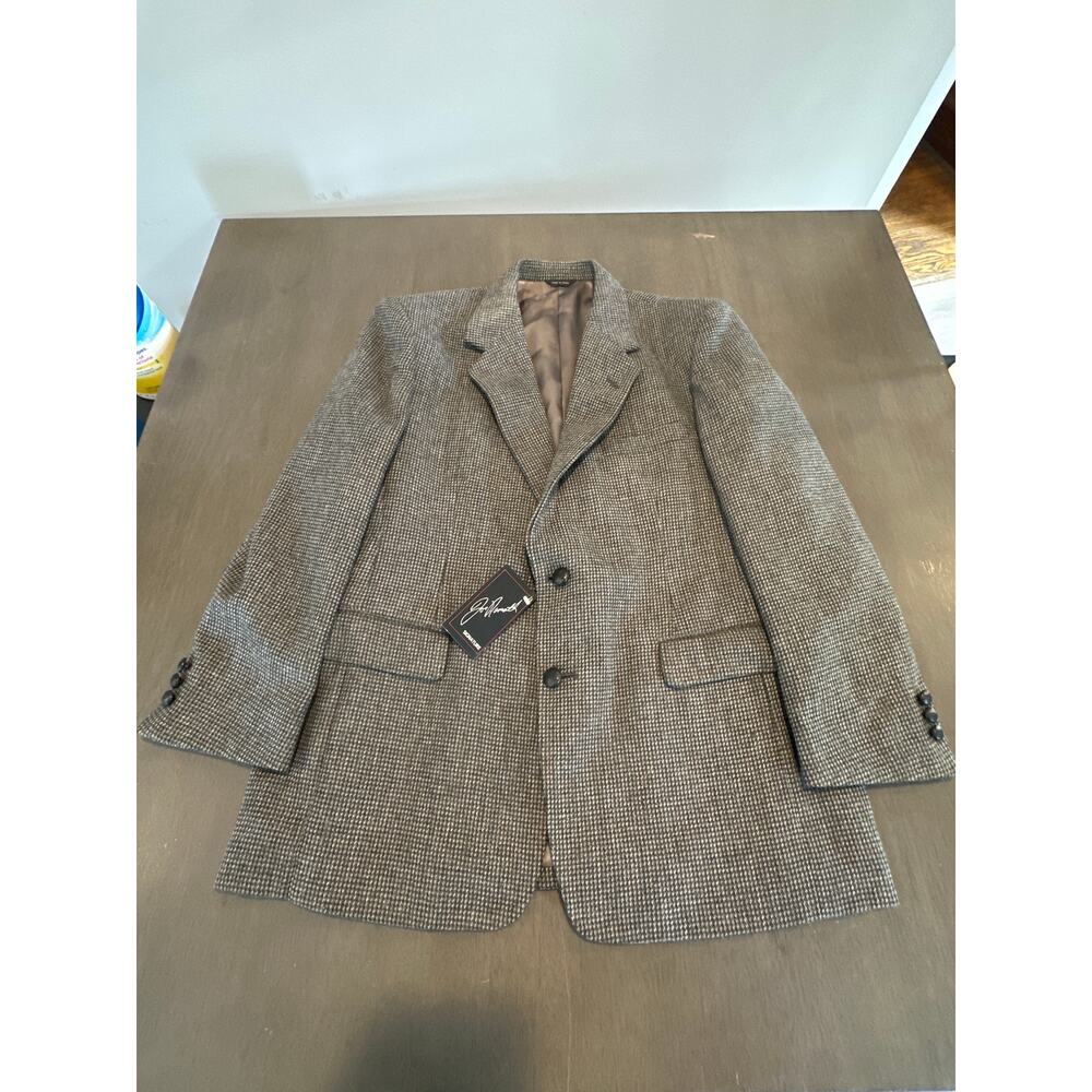 NWT JOE NAMATH SIGNATURE COLLECTION - MEN'S BROWN TWEED BLAZER SPORT COAT - 44S